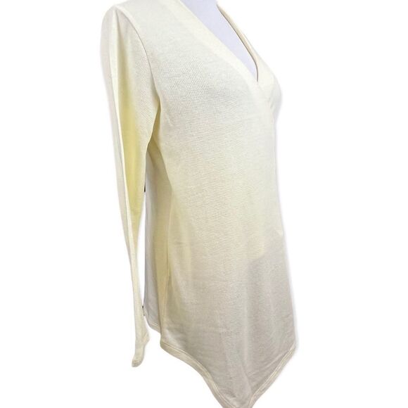 Soft Surroundings Pale Yellow Lightweight Asymmetric Hem Wrap Front Tunic XS - Picture 3 of 6